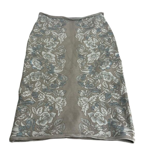 BCBGMAXAZRIA Leger Blue Gray Floral Bandage Pencil Skirt Size M - Picture 1 of 9